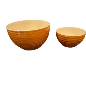 Emile Henry Vtg Ribbed Mixing Bowl 2 Piece Set 65-62‎ 65-64 Modela Depose France